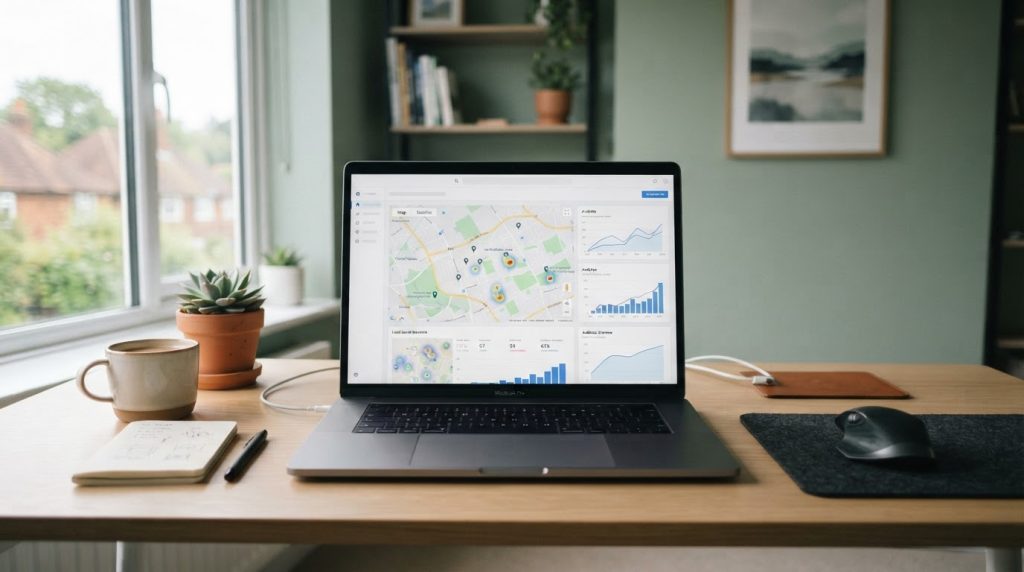 Modern laptop showing local SEO analytics for a Hemel Hempstead business